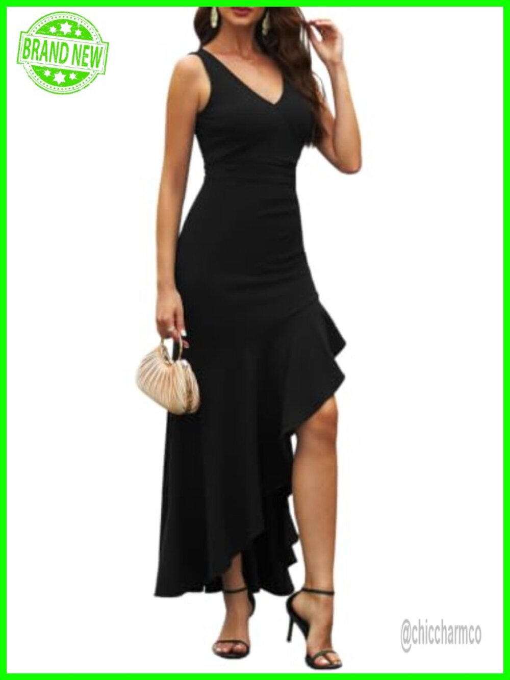 Women's V Neck High Slit Mermaid Maxi Dress Formal Party Cocktail